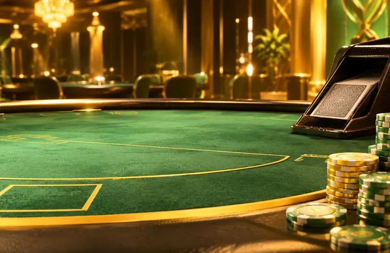 Vbt_img_blackjack table and casino chips dalam konteks Slot Thailand Gampang Menang Vipbet88